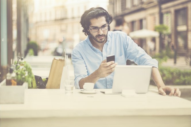 A person using a mobile banking solution on a smartphone.