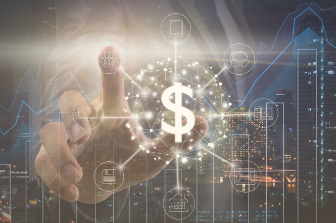 Web of financial engineering technology symbols