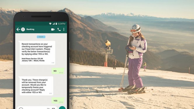 Fraud alerts while out on the slopes.