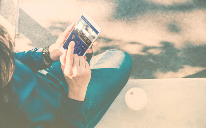 Person using smart home device control on smartphone to enable two-way communication