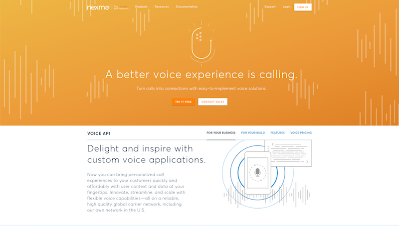 Nexmo Voice Product Page (Business module)