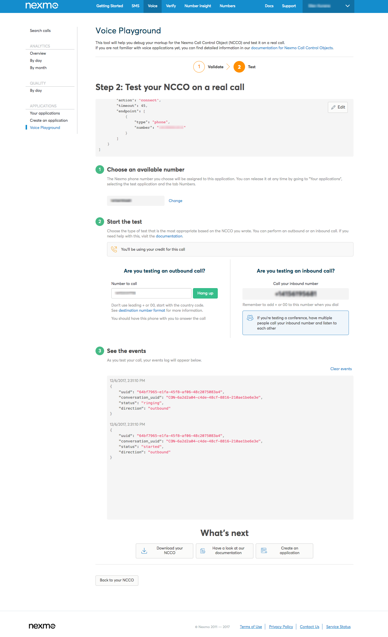 Voice Playground - Test NCCO
