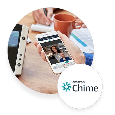 Amazon chime video conferencing on a mobile phone