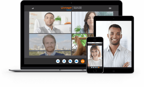 employees videoconferencing across multiple devices