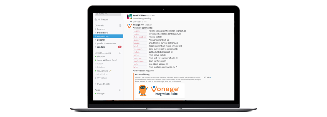 Vonage for Slack Integration