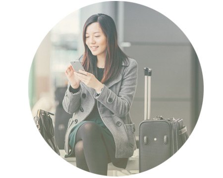 woman using Vonage business phone service on mobile device