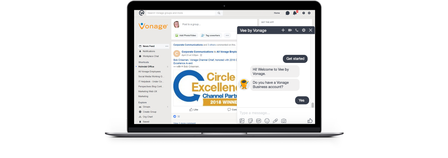 Workspace by Facebook with Vonage Vee integration