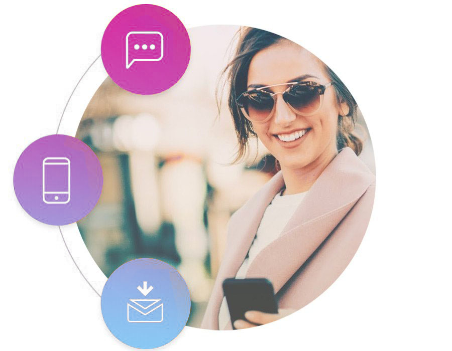 woman utilizing VonageReach on mobile phone